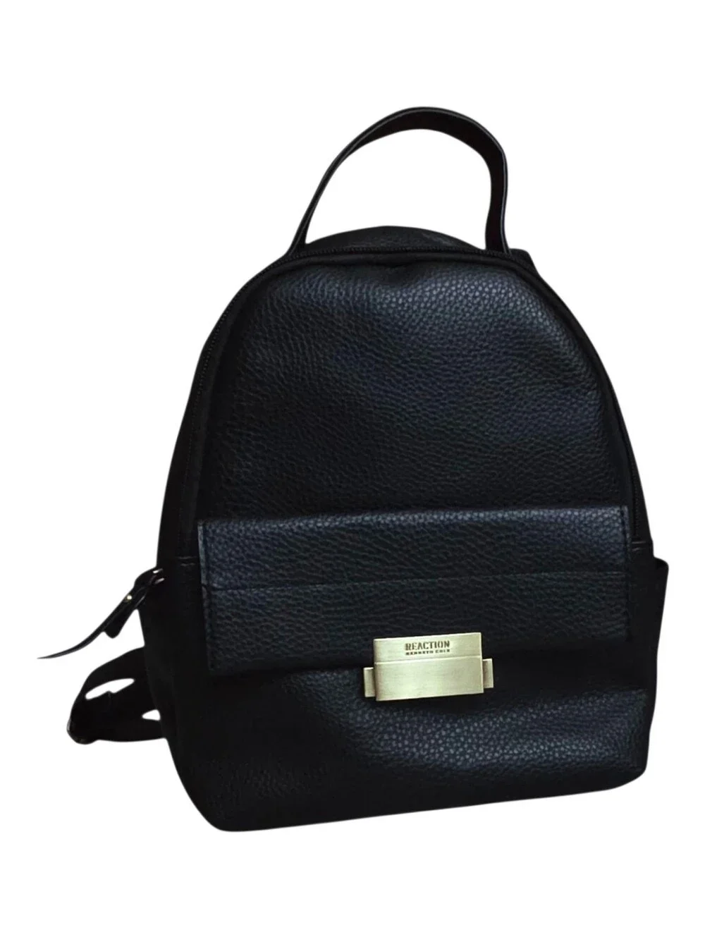 black and gold faux leather mini backpack Small Black Backpack With Gold